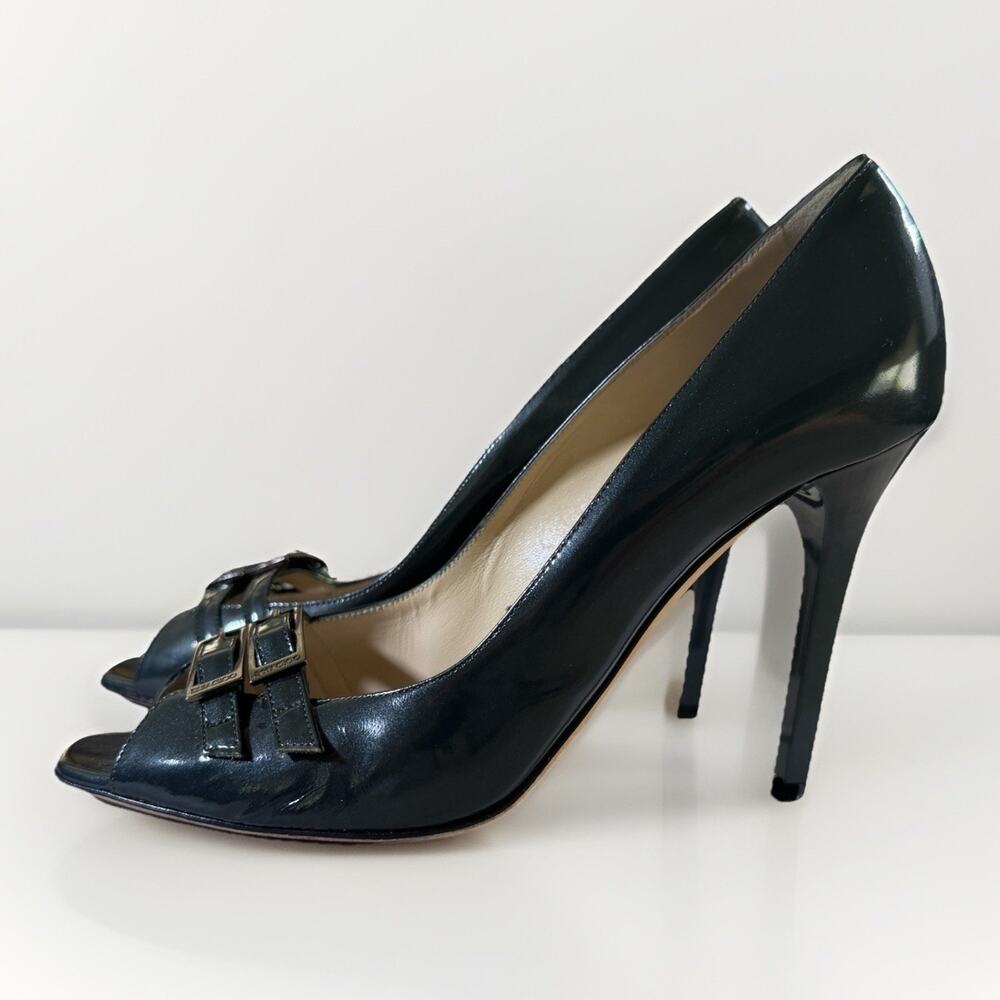 Jimmy Choo London Women’s Pearlized Patent Steel Heels Size 40 EUC